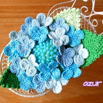 額紫陽花のコサージュ　アクアの画像