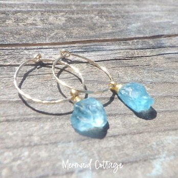 *14kgf* Raw Apatite アパタイト原石の一粒フープピアスの画像