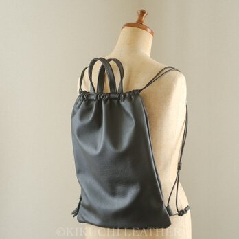 《WATERPROOF LEATHER》レザーナップサック　blackの画像