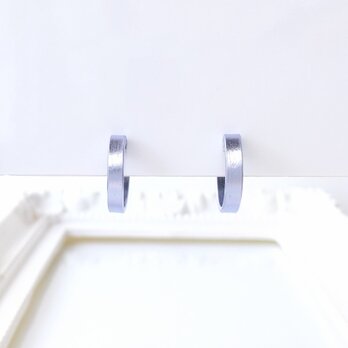 〈痛くない〉〜2Way〜ライラックカラーフラットリングイヤリング・イヤーカフ〈直径約14㎜幅約3㎜〉(両耳用)(調節可)の画像