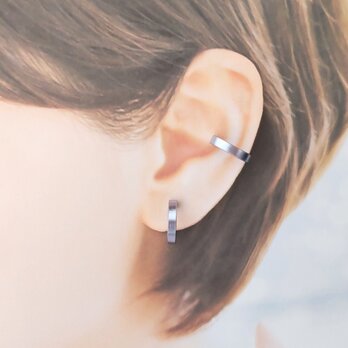 〈軽い〉〈痛くない〉〈挟むだけ〉2wayライラックカラーフラットリングイヤリング・イヤーカフ〈直径約14㎜幅約3㎜〉(両耳用)