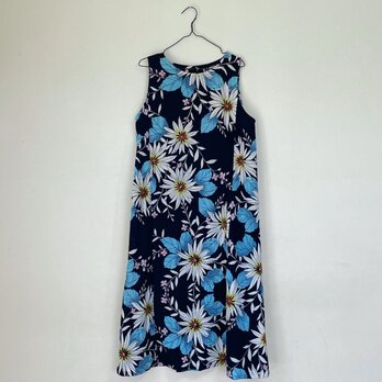 SALE＊浴衣リメイク＊花模様浴衣のワンピース（Lサイズ）