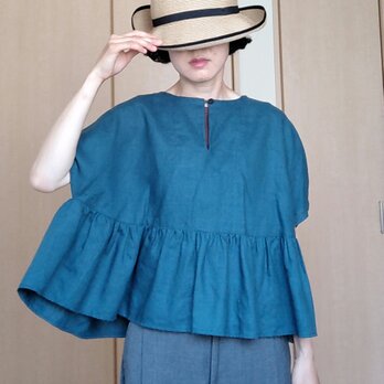 LINEN 開衿チュニック*グリーン* size Sの画像