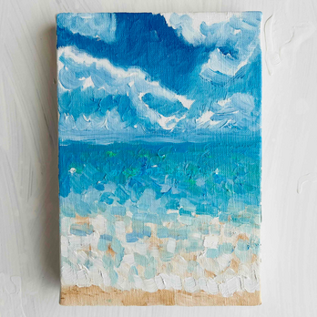原画「晴れた日の海　6」サムホール・油彩の画像