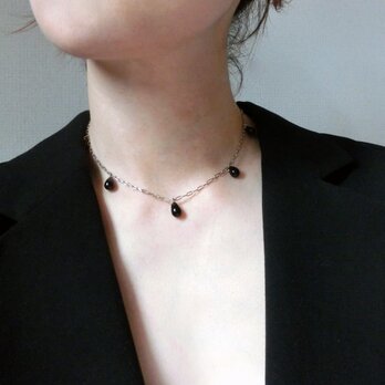 drop lace necklace -black-の画像