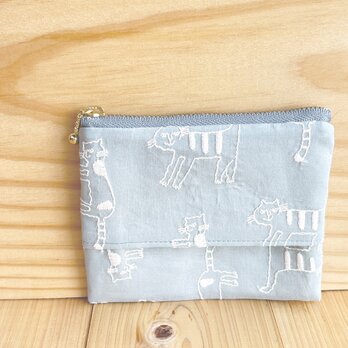 ＜刺繍　ねこ＞　ティッシュポーチ　の画像