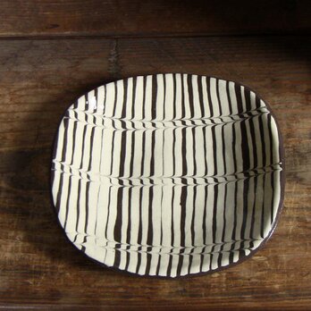 スリップウェア長角皿（白）