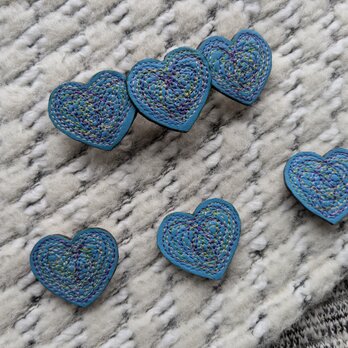 ◇刺繍ヘアバレッタ”HEART❤︎”ターコイズBLUE（牛革） ピンク系のみ販売中の画像
