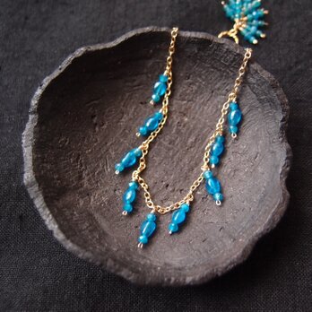 【K14gf】Apatite × Blue Green Jade Bracelet／ネオンブルーアパタイト ブレスレットの画像