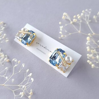 ★b　『 凛  - rin - 』　初夏　パール　ジルコニア　結婚式　花嫁　フォーマル　大ぶり大人ピアス／イヤリングeの画像