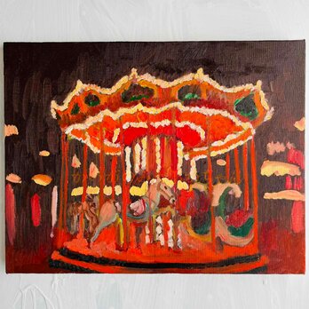 原画「夜のメリーゴーランド」F6・油彩画の画像