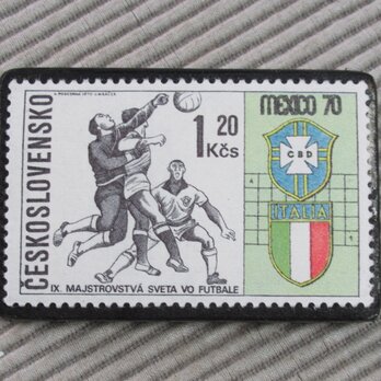 チェコスロバキア　切手ブローチ　9787