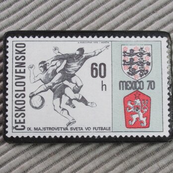 チェコスロバキア　切手ブローチ　9790