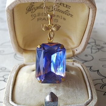 ヴィンテージ　サファイアBlue／ロザリン　オクタゴンすみれ　ネックレス