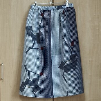 浴衣リメイク　タックスカート　変わり格子に梅　Aの画像