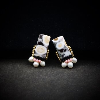 天然石ジャスパーピアス（長方形）の画像