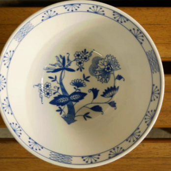 【大特価】【新品】 美濃焼染付草花紋ラーメン鉢　5点セット　サイズ：径19.5x高8cmの画像