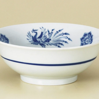 【大特価】【新品】 美濃焼染付鳳凰花鳥紋ラーメン鉢　サイズ：20.3×8.3cmの画像