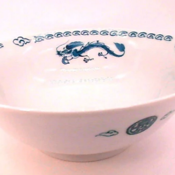【大特価】【新品】 美濃焼染付青龍紋ラーメン鉢　5点セット　サイズ：約19.5×19.5×7.2cmの画像