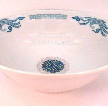 【大特価】【新品】 美濃焼染付花鳥紋ラーメン鉢　5点セット　サイズ：約19.5×19.5×3cmの画像