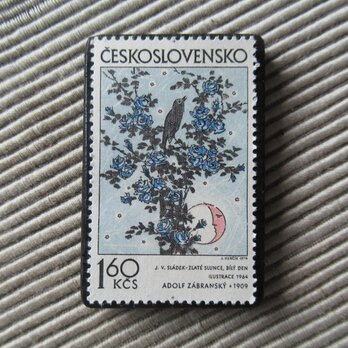 チェコスロバキア　切手ブローチ　9797
