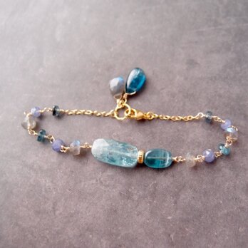【K14gf】Sky Blue Kyanite Bracelet／スカイブルーカイヤナイト ブレスレット（Rectangle）の画像