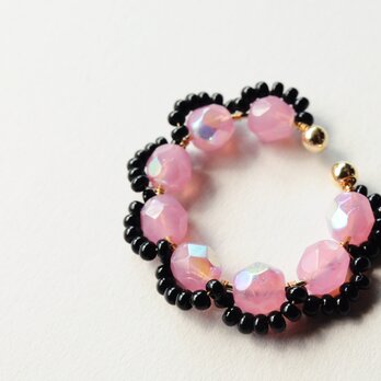 ＜Rollo～イロヅクビジュー～＞イヤーカフ『 Pink × Black 』の画像