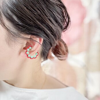 ＜Rollo～イロヅクビジュー～＞イヤーカフ『 Mint × Apple 』の画像