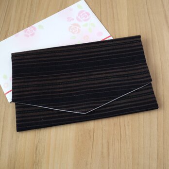 セール✨【送料無料】おしゃれ袱紗　慶事用　マルチケース　マスクケース　お札入れ　和柄　ボーダー　ネイビー　No.316