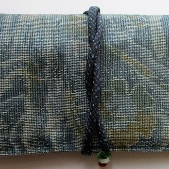 ７７９７　色大島紬の着物で作った和風財布・ポーチ　の画像