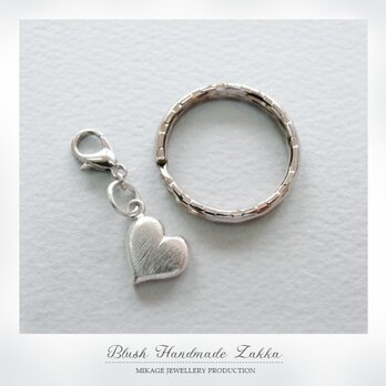 〚 heart 〛sv925 simple heart charm & key ring setの画像