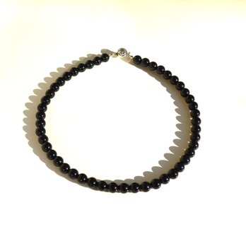オニキスのシンプルネックレス＊8ｍｍ＊40cm＊仏事にも★送料無料♪Cの画像