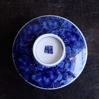 ベロ藍で素敵◆花尽くし。伊万里　花文染付蓋付碗　骨董品　antiques 器　明治時代　丁寧な暮らしに。の画像
