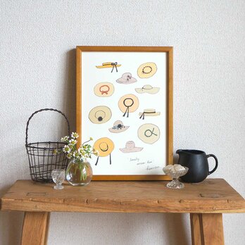 「 lovely straw hat（ natural ）」A4ポスターの画像