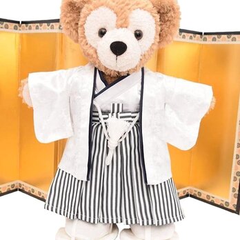 ダッフィー 着物 和装婚礼 コスチューム 紋付袴 白 本体無 Sサイズ用 送料無料（単品）の画像