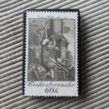 チェコスロバキア　切手ブローチ　9809
