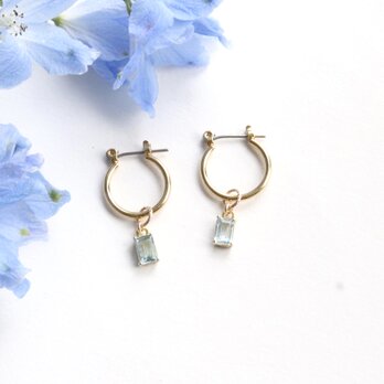 宝石質スカイブルートパーズ 2wayフープピアス（イヤリング）/ アレルギー対応 — Sky blue —