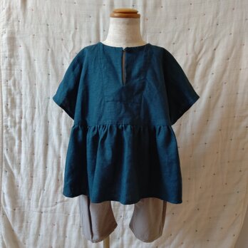 LINEN 開衿チュニック*グリーン* size 80~110の画像