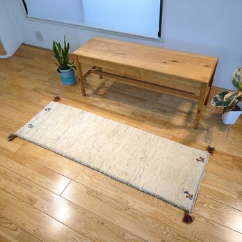 2月末迄の目玉品30%OFF】ペルシャ　ギャッベ ランナー中　143×50㎝　ベージュ　RJ12290Gの画像