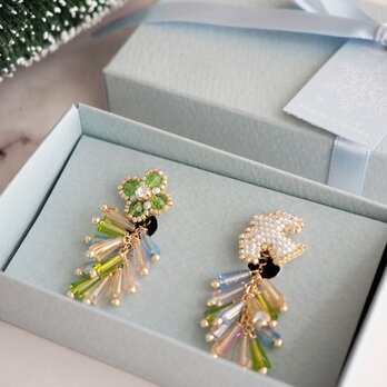 beads jewelry『鳥と花』2wayピアス（ペリドット)※なくなり次第終了の画像