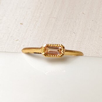 インペリアル　トパーズ　0.2ct　バゲットカット　ミル爪　シルバーSV925リングの画像