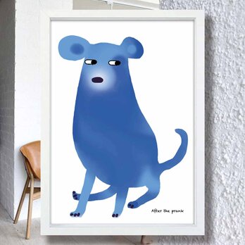 イタズラのあと　犬　イラスト　ポスター　A4 A3 A2 A1　アート  　アートポスター　sei検索　2887の画像