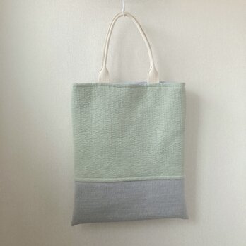 ヌビキルトのトートバッグ（3mmピッチ・グリーン×グレー）