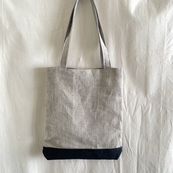 リネン ショルダーバッグ✴︎キナリ×クロ✴︎A4収納✴︎マチなしの画像