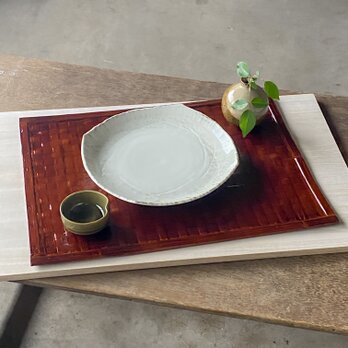 【受注制作】竹細工　塗りのランチョンマット　茶の画像