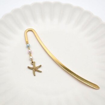 《３種類から選べる》マリンチャームとパールのブックマーカー