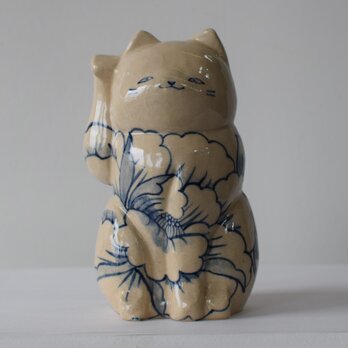 招き猫　芍薬の画像