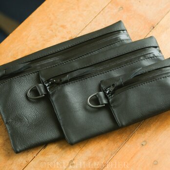 《WATERPROOF LEATHER》Zip Pouch Black Smallの画像