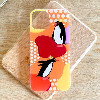 【受注製作品】イワトビペンギンのiPhoneケース《Android対応》ハードケース スマホケース ペンギン 名入れの画像