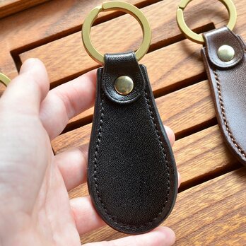 Shoes horn Key ring【レザーシューホーン/キーホルダー 】"black"の画像